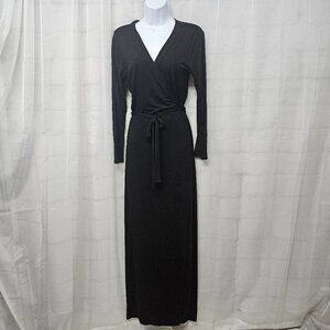 Got Style Black Full Wrap Maxi Dress Minimalist Bodycon Jersey M